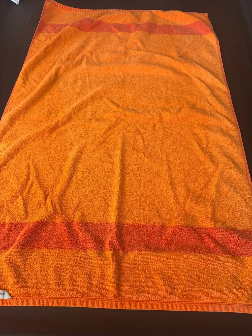 Lacoste Orange Stripe Crocodile Logo Cotton Bath Towel 30x52
